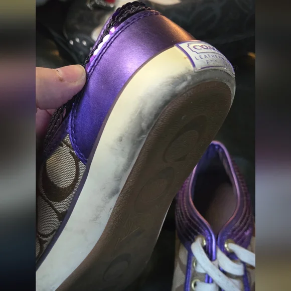 Coach logo & purple sequined tennis shoes sz5.5 B - Picture 2 of 7